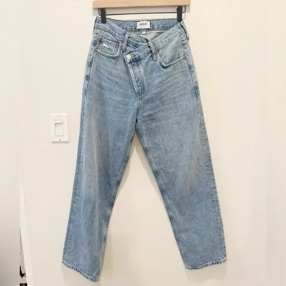 AGOLDE Criss Cross Upsized Jeans size 25 Straight‎ Leg High Rise - Picture 5 of 12